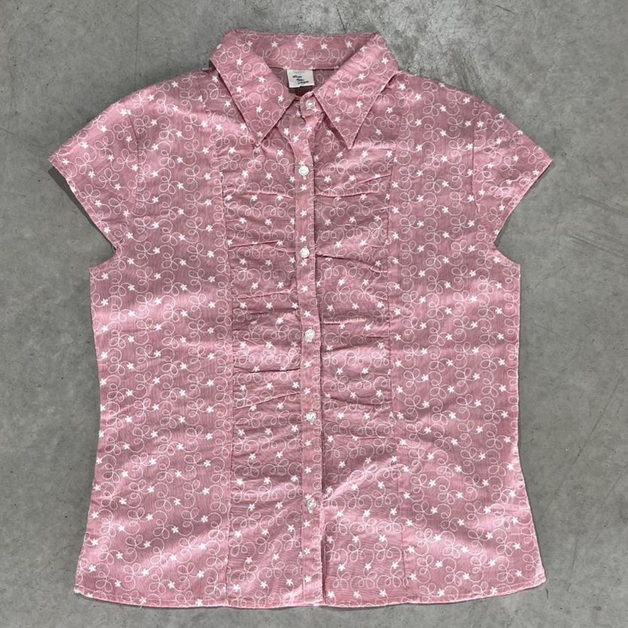 2000s Ruffled Button Up Top