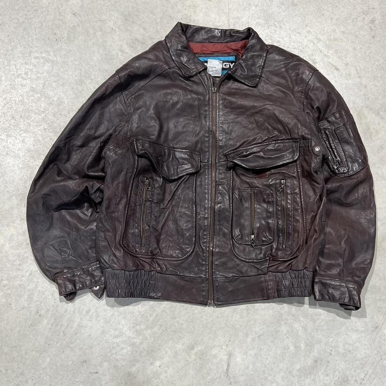 90s Synergy Retro Genuine Leather Jacket Bomber