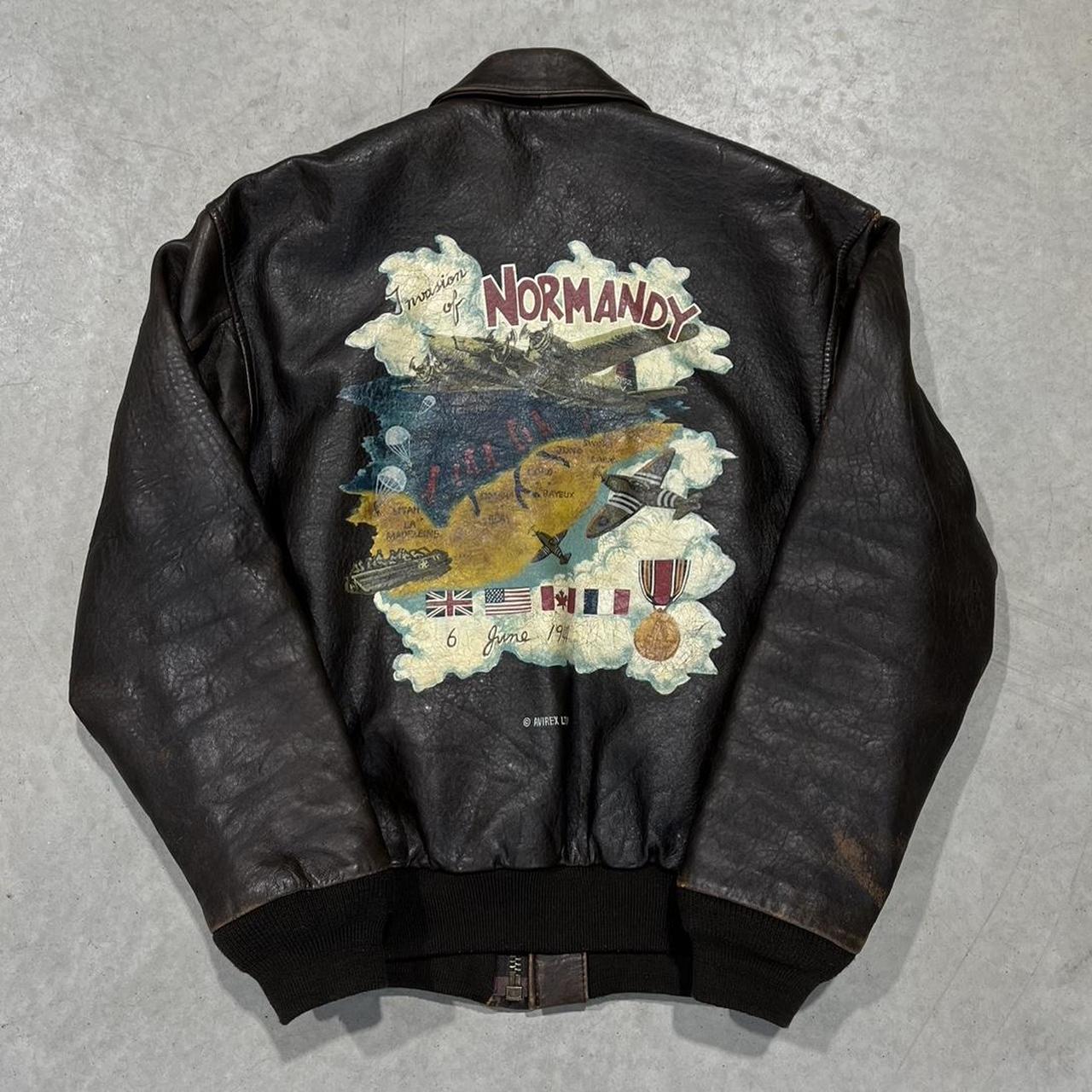 90s Avirex Embroidered Leather Jacket