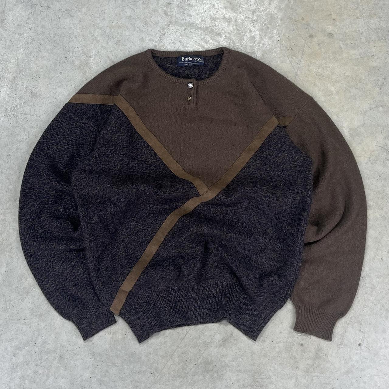 80s Burberry Button Up Sweater Sweater