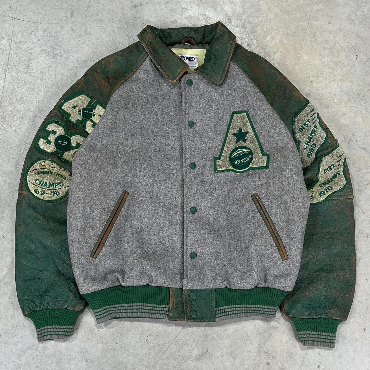 90s Avirex Embroidered Leather Varsity Jacket