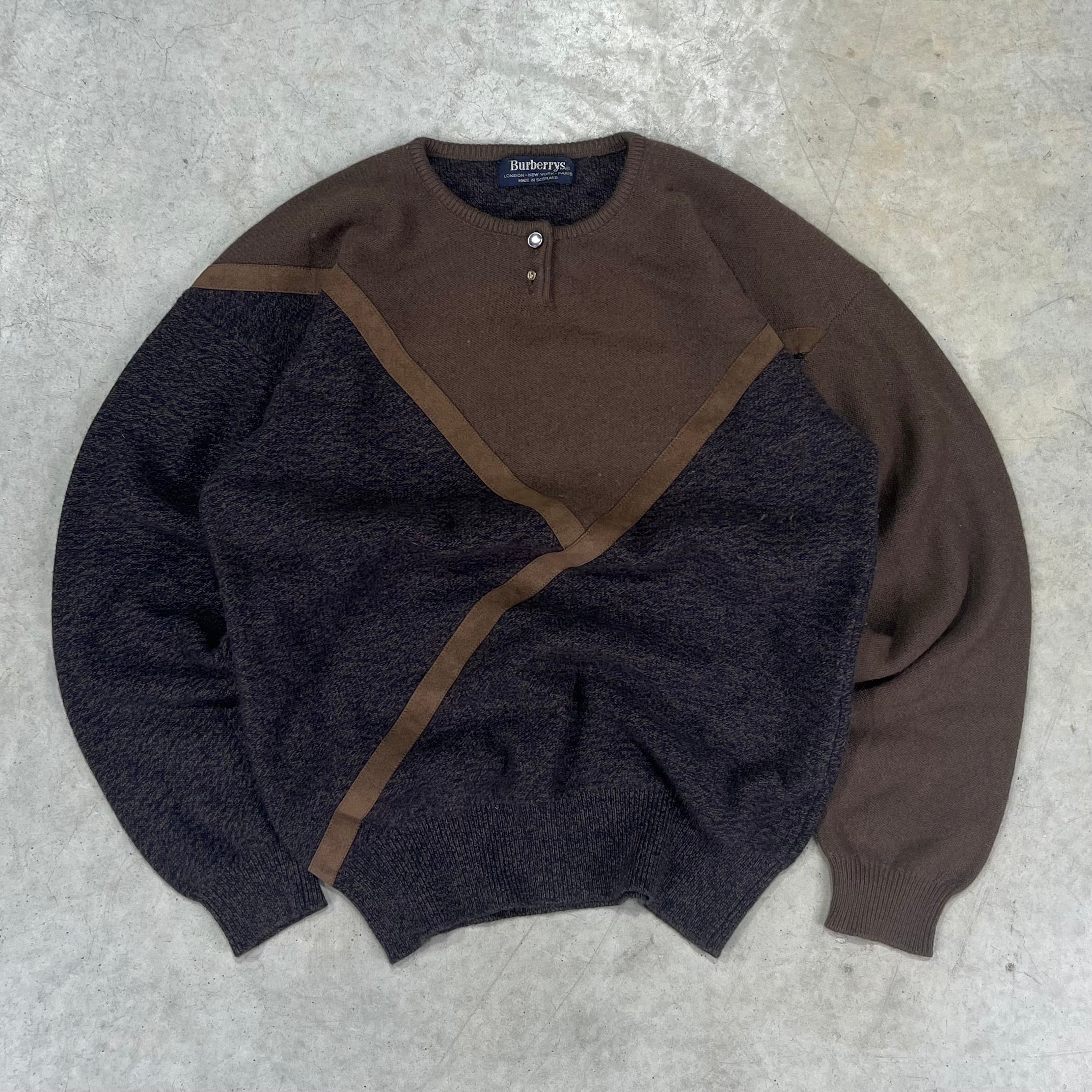 70s/80s Burberry Handmade Cashmere Intarsia Sweater