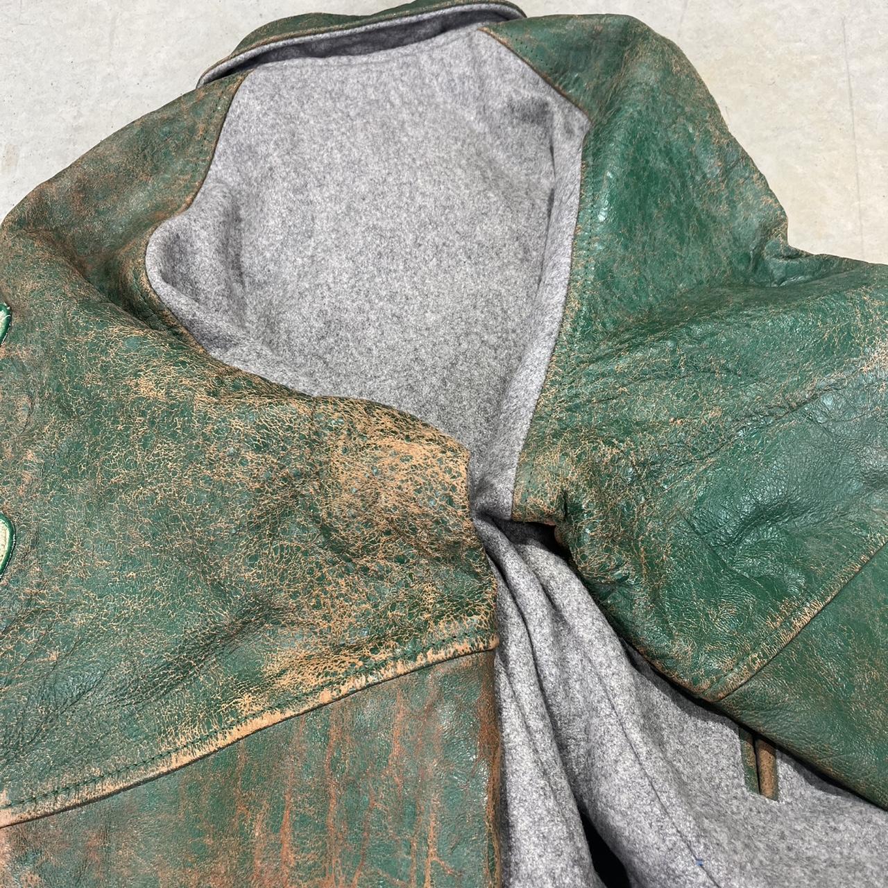 90s Avirex Embroidered Leather Varsity Jacket