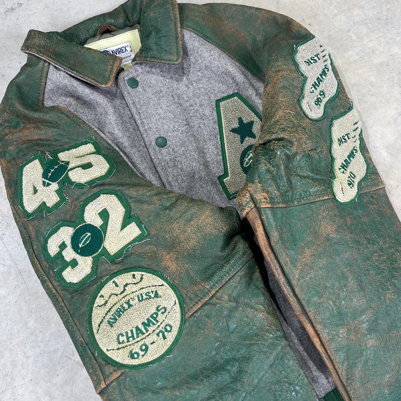 90s Avirex Embroidered Leather Varsity Jacket