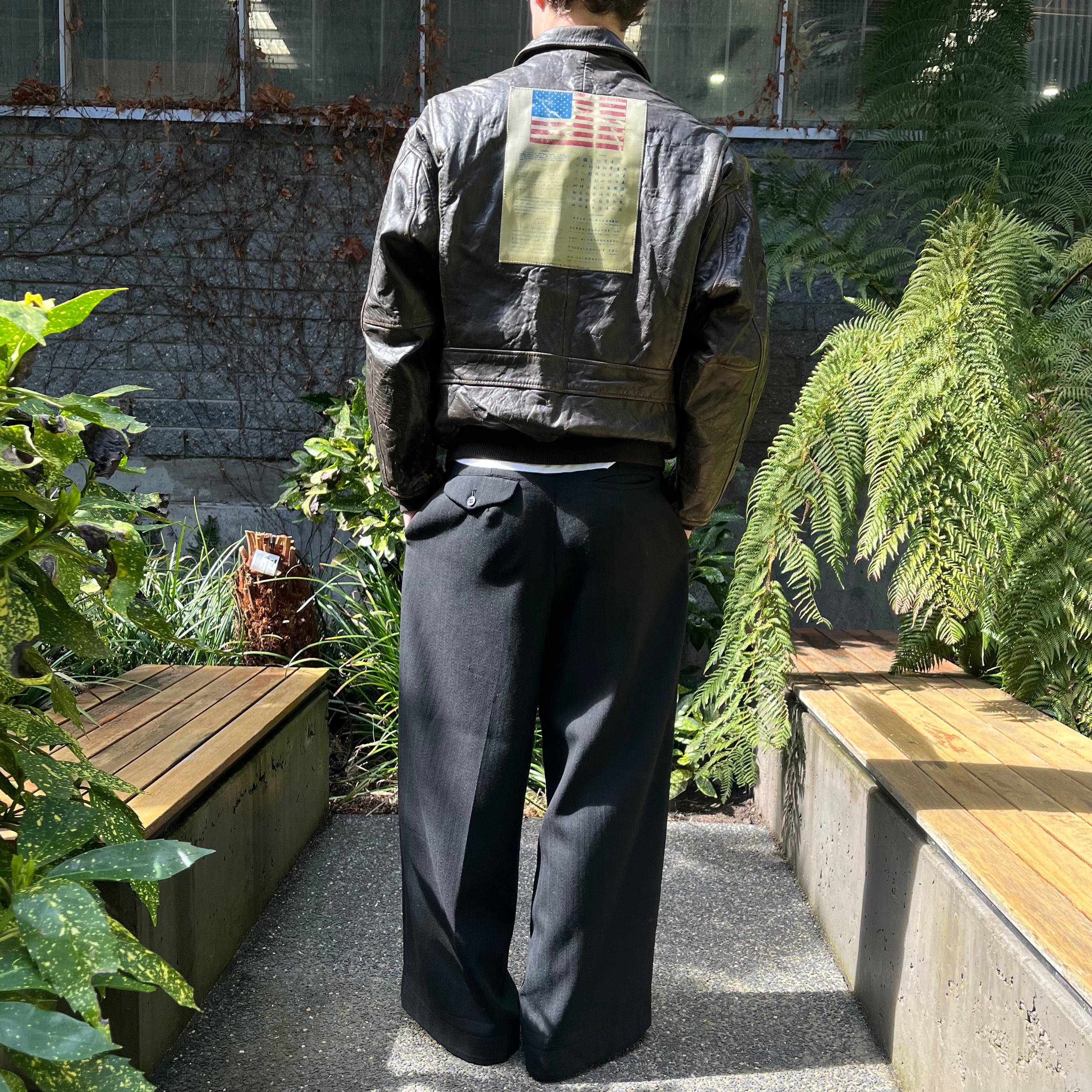 90s Avirex Patch Aviator Leather Jacket