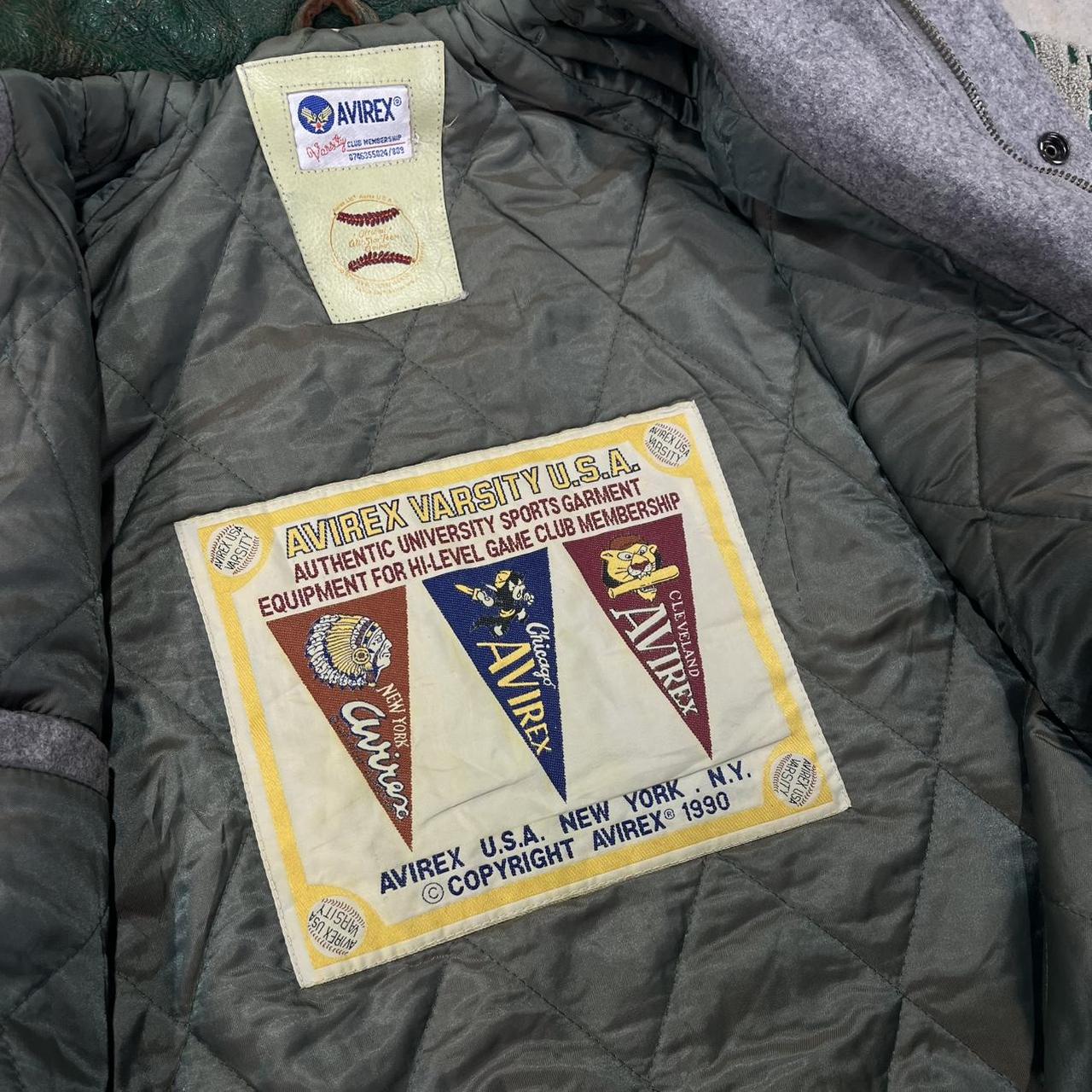 90s Avirex Embroidered Leather Varsity Jacket