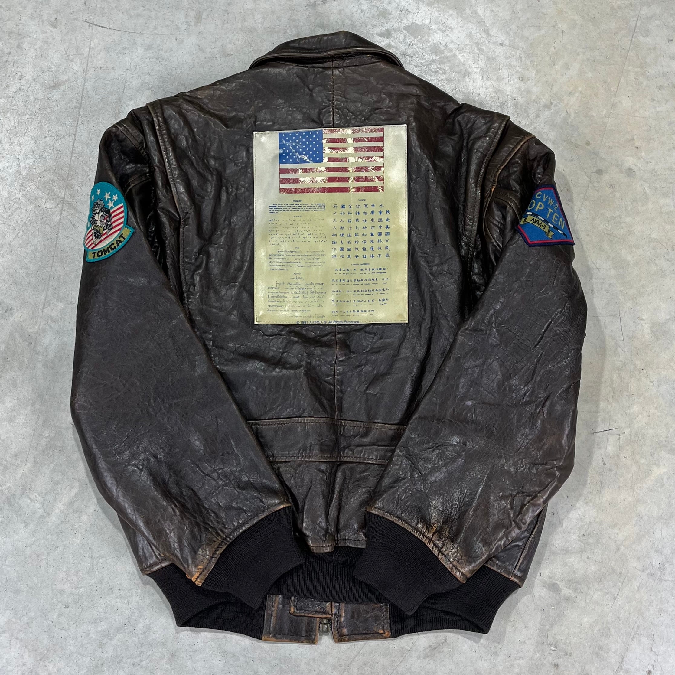 90s Avirex Patch Aviator Leather Jacket