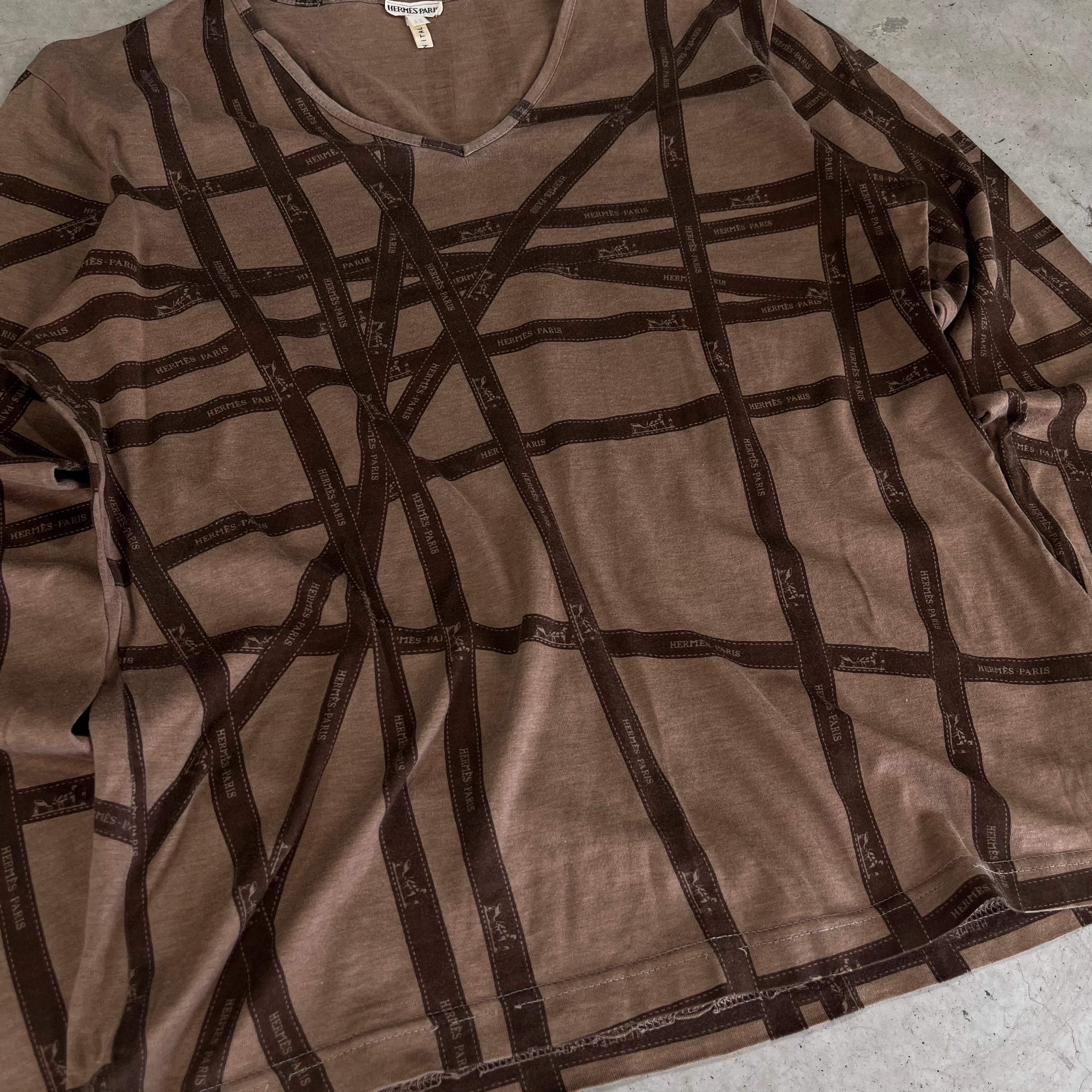 00s Hermes Ribbon Patterned Long Sleeve