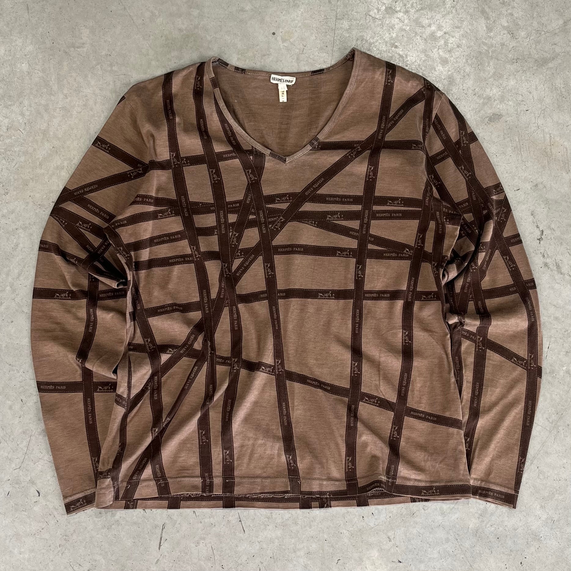 00s Hermes Ribbon Patterned Long Sleeve