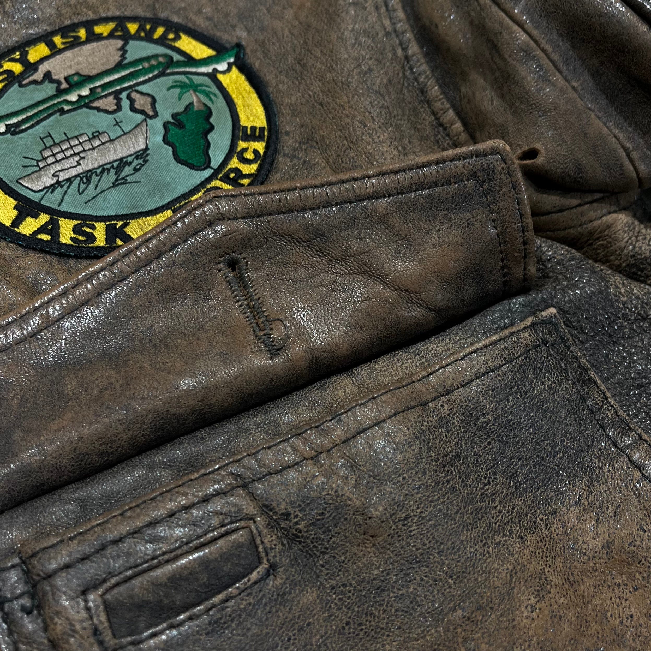 90s Avirex Patch Leather Bomber Jacket