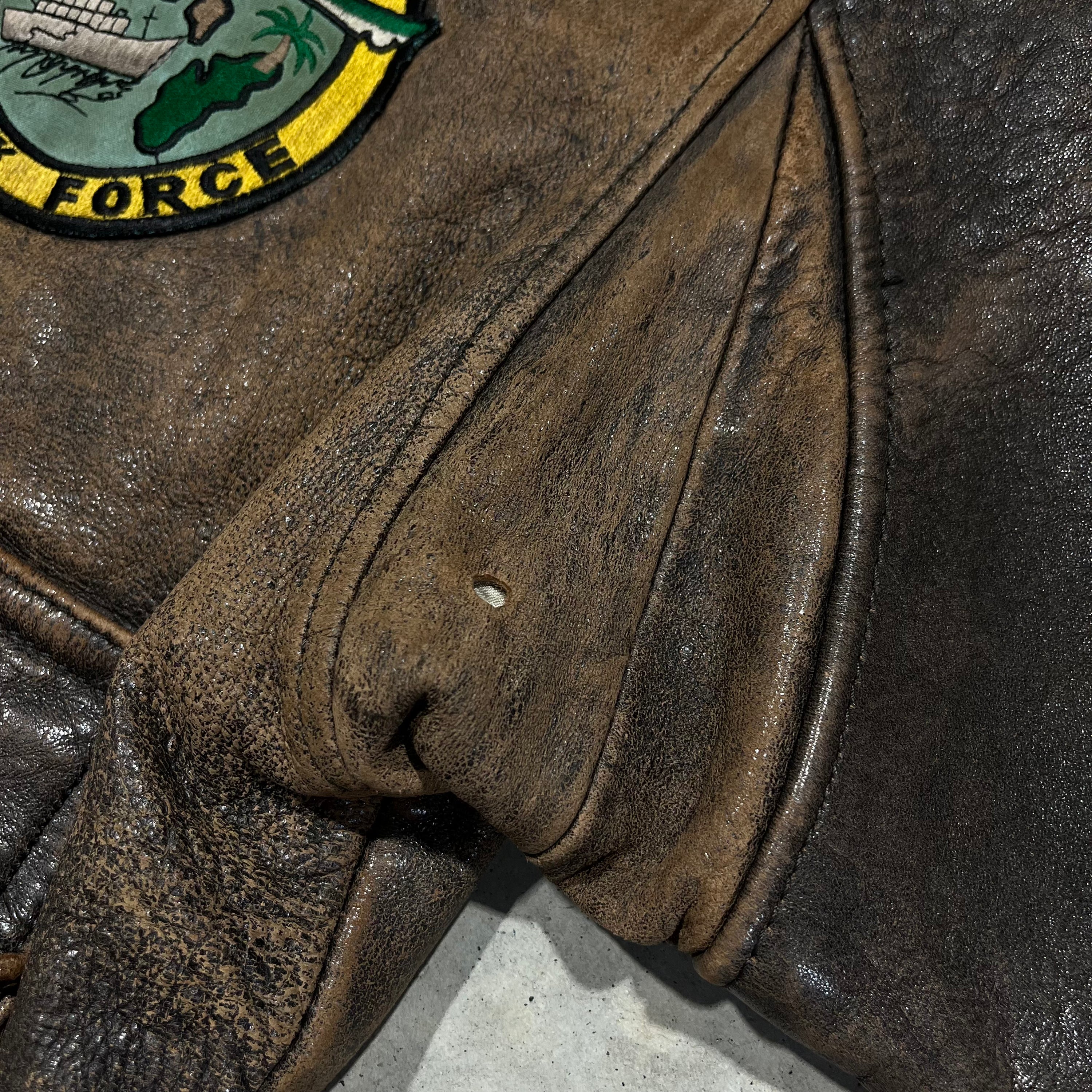 90s Avirex Patch Leather Bomber Jacket